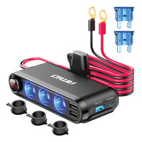 03782/AM ΒΟΛΤΟΜΕΤΡΟ ΜΕ 3 ΥΠΟΔΟΧΕΣ ΦΙΣ ΑΝΑΠΤΗΡΑ 3xUSB-C+USB-C12/24V 300W 5V/3AQC AMIO - 1 Τεμ.