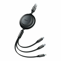 Baseus Bright Mirror 2 Flat / Retractable USB to Type-C / micro USB / Lightning Cable 3.5A Μαύρο 1.1m  (CAMJ010001) (BASCAMJ010001)