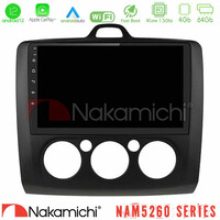 Nakamichi Nam5260 Series 4core Android12 4+64gb Ford Focus Manual ac Navigation Multimedia Tablet 9 (Μαύρο Χρώμα) με Carplay & Android Auto u-n44-Fd0041mb
