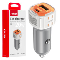 03882/AM ΦΟΡΤΙΣΤΗΣ ΑΝΑΠΤΗΡΑ 12/24V ΜΕ 2 ΘΥΡΕΣ USB-C+USB 20W 5V/3AQC  ΤΑΧΕΙΑΣ ΦΟΡΤΙΣΗΣ ΛΕΥΚΟΣ AMIO - 1 Τεμ.