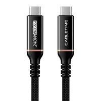 CABLETIME καλώδιο USB-C σε USB-C CT-USB4, 240W, 40Gbps, 8K/60Hz, USB4, 1m, μαύρο