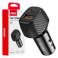 04282/AM ΦΟΡΤΙΣΤΗΣ ΑΝΑΠΤΗΡΑ ΜΕ 2 ΘΥΡΕΣ USB-A QUICK CHARGE+USB-C 20W ΜΑΥΡΟ AMIO - 1 Τεμ.