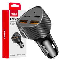 04284/AM ΦΟΡΤΙΣΤΗΣ ΑΝΑΠΤΗΡΑ ΜΕ 4 ΘΥΡΕΣ 2xUSB-A+2xUSB-C 50W ΜΑΥΡΟ AMIO - 1 Τεμ.