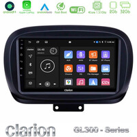 Clarion Gl300 Series 4core Android11 2+32gb Fiat 500x Navigation Multimedia Tablet 9 με Carplay &Amp; Android Auto u-gl3-Ft0534
