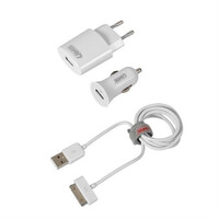 L3894.5/T Καλώδιο Φορτισης / Συγχρονισμού USB για Apple 100cm 30pin με αντάπτορα USB αναπτήρα 12V/24V και αντάπτορα 220V