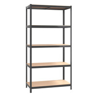HOME USE μεταλλική ραφιέρα HUH-0199 με 5 ράφια, 90x40x180cm, μαύρη