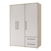 Ντουλάπα ρούχων Razol pakoworld τρίφυλλη λευκό-sonoma μελανίνης 144.5x59x200εκ