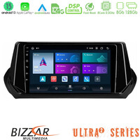 Bizzar Ultra Series Peugeot 208 2019-2023 8core Android13 8+128gb Navigation Multimedia Tablet 9 u-ul2-Pg1071