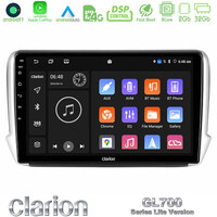Clarion Gl700 Lite Series 8core Android11 2+32gb Peugeot 208/2008 Navigation Multimedia Tablet 10 με Carplay &Amp; Android Auto u-G72l-Pg0164