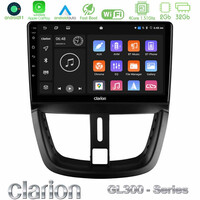 Clarion Gl300 Series 4core Android11 2+32gb Peugeot 207 Navigation Multimedia Tablet 9 με Carplay &Amp; Android Auto u-gl3-Pg0688
