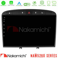 Nakamichi Nam5260 Series 4core Android12 4+64gb Peugeot 308/rcz Navigation Multimedia Tablet 9 με Carplay &Amp; Android Auto u-n44-Pg705b