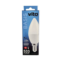 ΛΑΜΠΑ LED BASIS ΚΕΡΙ C37 E14 7W 533Lm 6400K VITO
