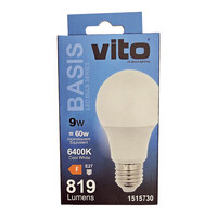 ΛΑΜΠΑ LED BASIS A60 E27 9W 819Lm 6400K VITO