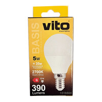 ΛΑΜΠΑ LED BASIS ΣΦΑΙΡΙΚΗ G45 E14 5W 390Lm 2700K VITO