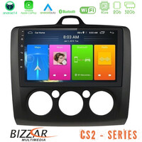 Bizzar cs2 Series 4core Android14 2+32gb Ford Focus Manual ac Navigation Multimedia Tablet 9" (Μαύρο Χρώμα) με Carplay & Android Auto u-cs2-Fd0041mb
