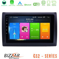 Bizzar cs2 Series 4core Android14 2+32gb Fiat Stilo Navigation Multimedia Tablet 9" με Carplay & Android Auto u-cs2-Ft0824