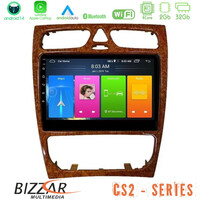 Bizzar cs2 Series 4core Android14 2+32gb Mercedes c Class (W203) Navigation Multimedia Tablet 9" (Wooden Style) με Carplay & Android Auto u-cs2-Mb0925w