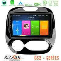 Bizzar cs2 Series 4core Android14 2+32gb    Renault Captur 2013-2019 (Facelift) Navigation Multimedia Tablet 9"  με Carplay & Android Auto u-cs2-Rn1982