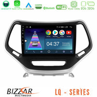 Bizzar lq Series 4core Android14 2+32gb Jeep Cherokee 2014-2019 Navigation Multimedia Tablet 9" (Ασημί Χρώμα) με Carplay & Android Auto u-lq-Jp0077s