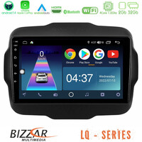 Bizzar lq Series 4core Android14 2+32gb Jeep Renegade 2015-2019 Navigation Multimedia Tablet 9" με Carplay & Android Auto u-lq-Jp134