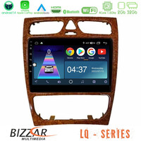 Bizzar lq Series 4core Android14 2+32gb Mercedes c Class (W203) Navigation Multimedia Tablet 9" (Wooden Style) με Carplay & Android Auto u-lq-Mb0925w