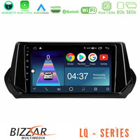 Bizzar lq Series 4core Android14 2+32gb Peugeot 208 2019-2023 Navigation Multimedia Tablet 9" με Carplay & Android Auto u-lq-Pg1071