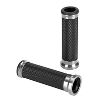 9175.5-LM ΧΕΡΟΥΛΙΑ MOTO ALU GRIP  ΜΑΥΡΟ/ΑΣΗΜΙ ΧΡΩΜΑ 22mm+25mm 12cm LAMPA - 2 τεμ.