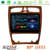 Bizzar m8² Series 8core Android14 4+32gb  Mercedes c Class (W203) Navigation Multimedia Tablet 9" (Wooden Style) με Carplay & Android Auto u-m82-Mb0925w
