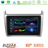Bizzar m8² Series 8core Android14 4+32gb  vw Polo 2014-2017 Navigation Multimedia Tablet 9" με Carplay & Android Auto (Silver) u-m82-Vw0069hs