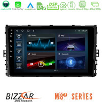 Bizzar m8² Series 8core Android14 4+32gb  vw mqb 2017-&Gt; Navigation Multimedia Tablet 9" με Carplay & Android Auto u-m82-Vw0333