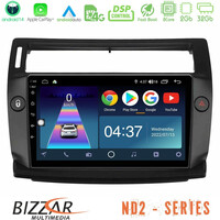 Bizzar nd2 Series 8core Android14 2+32gb  Citroen c4 2004-2010 Navigation Multimedia Tablet 9" (Μαύρο Χρώμα) με Carplay & Android Auto u-nd2-Ct0812b