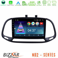 Bizzar nd2 Series 8core Android14 2+32gb  Fiat Doblo 2015-2022 Navigation Multimedia Tablet 9" με Carplay & Android Auto u-nd2-Ft0909