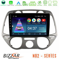 Bizzar nd2 Series 8core Android14 2+32gb  Hyundai i20 2009-2012 Manual a/c Navigation Multimedia Tablet 9" με Carplay & Android Auto u-nd2-Hy0709m