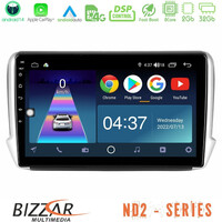 Bizzar nd2 Series 8core Android14 2+32gb  Peugeot 208/2008 Navigation Multimedia Tablet 10" με Carplay & Android Auto u-nd2-Pg0164