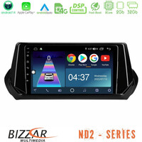 Bizzar nd2 Series 8core Android14 2+32gb  Peugeot 208 2019-2023 Navigation Multimedia Tablet 9" με Carplay & Android Auto u-nd2-Pg1071