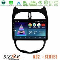 Bizzar nd2 Series 8core Android14 2+32gb  Peugeot 206 Navigation Multimedia Tablet 9" με Carplay & Android Auto u-nd2-Pg0540
