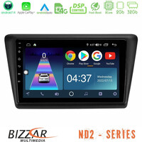 Bizzar nd2 Series 8core Android14 2+32gb  Skoda Rapid 2013-2017 Navigation Multimedia Tablet 9" με Carplay & Android Auto u-nd2-Sk1067