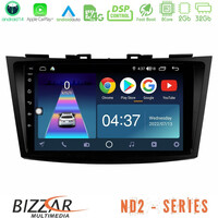 Bizzar nd2 Series 8core Android14 2+32gb  Suzuki Swift 2011-2016 Navigation Multimedia Tablet 9" με Carplay & Android Auto u-nd2-Sz523