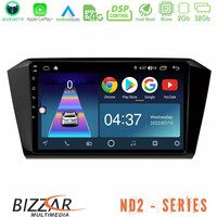Bizzar nd2 Series 8core Android14 2+32gb  vw Passat Navigation Multimedia Tablet 10" με Carplay & Android Auto u-nd2-Vw0055