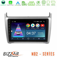 Bizzar nd2 Series 8core Android14 2+32gb  vw Polo 2014-2017 Navigation Multimedia Tablet 9" με Carplay & Android Auto (Silver) u-nd2-Vw0069hs