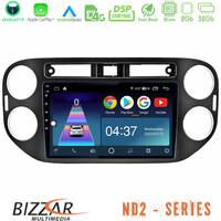 Bizzar nd2 Series 8core Android14 2+32gb  vw Tiguan Navigation Multimedia Tablet 9" (23mm Alarm Button) με Carplay & Android Auto u-nd2-Vw0639