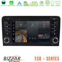 Bizzar Audi a3 8p 8core Android14 4+64gb Navigation Multimedia Deckless 7" με Carplay/androidauto (Oem Style) u-ts8-Au63