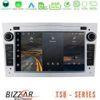 Bizzar Opel Astra/corsa/antara/zafira 8core Android14 4+64gb Navigation Multimedia Deckless 7" με Carplay/androidauto (Oem Style | Silver Color) u-ts8-Op12sl