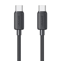 USAMS καλώδιο USB-C σε USB-C US-SJ691, 60W, 480Mbps, 1m, μαύρο