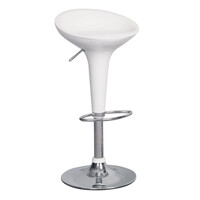 Ε248,1 DISCO Σκαμπό BAR, Βάση Χρώμιο, ABS Άσπρο,Ρυθμιζόμενο Ύψος Περιστρεφόμενο