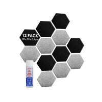 Audiodesigner PET Hexagon 12 Ηχοαπορροφητικά Πάνελ 20 cm Black-Grey / 2 τ.μ. + ΔΩΡΟ Βενζινόκολλα (Σετ)