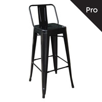 Ε5199,1 RELIX Σκαμπό Bar-Pro με Πλάτη, Μέταλλο Βαφή Μαύρο