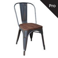 Ε5191W,10 RELIX Wood Καρέκλα-Pro, Στοιβαζόμενη, Μέταλλο Βαφή Antique Black,Κάθισμα Dark Oak