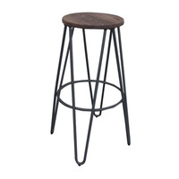 Ε5207,1 ARCO Wood Σκαμπό Bar, Μέταλλο Βαφή Μαύρο, Ξύλο Απόχρωση Dark Oak