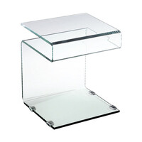 ΕΜ735 GLASSER Τραπεζάκι Βοηθητικό Διάφανο Γυαλί 12mm